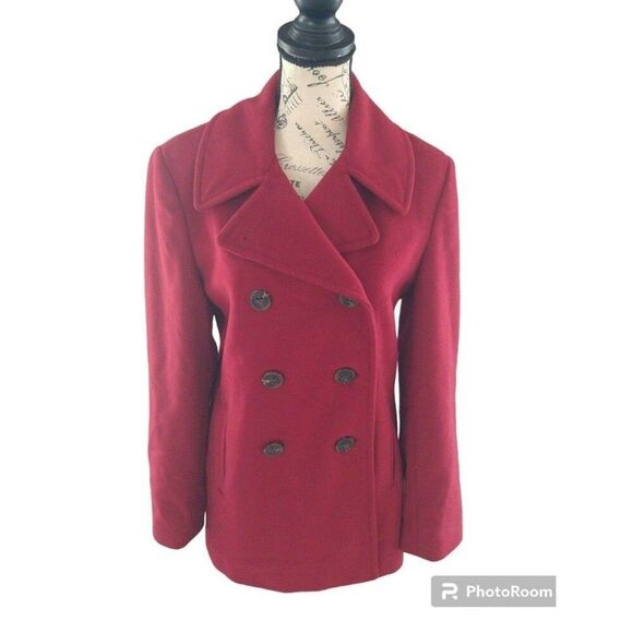 Calvin Klein  Button Front coat Red wool size 6 Classic Office Party City - Picture 1 of 9